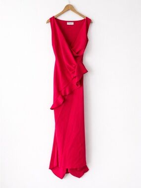 Chiara Boni La Petite Robe Pink Draped Ruffle Gown Formal Evening Dress Barbie
